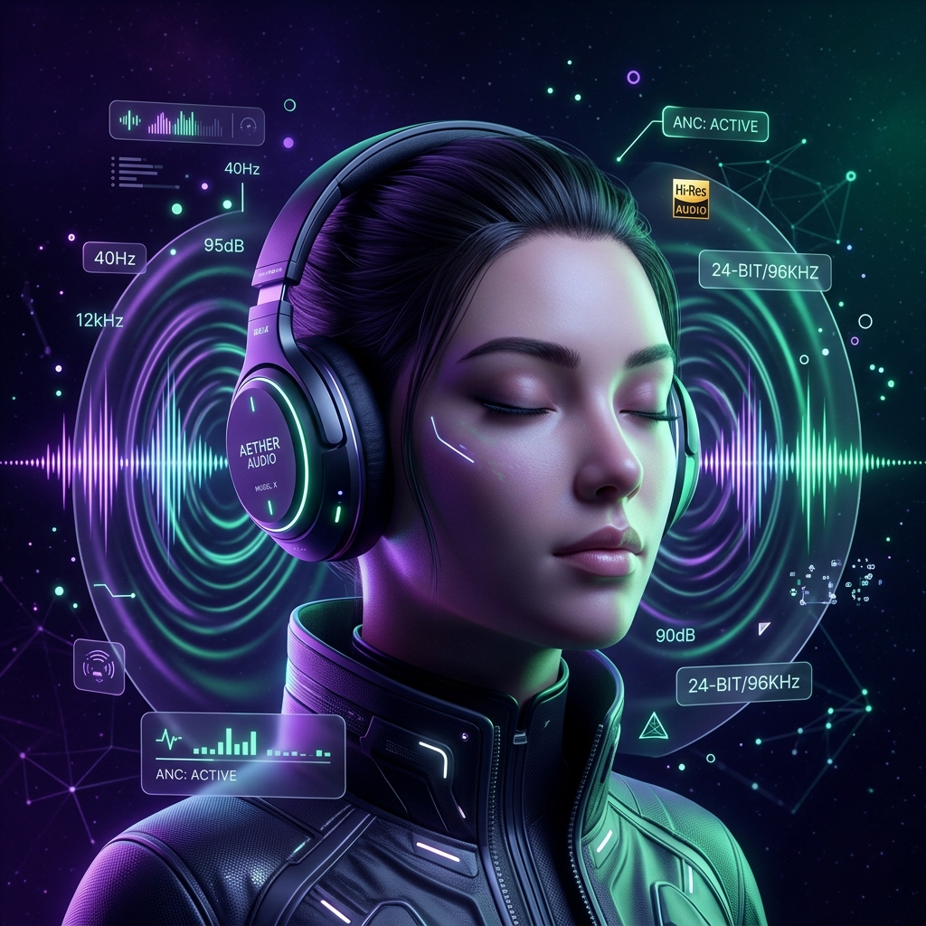 Person in deep focus wearing headphones